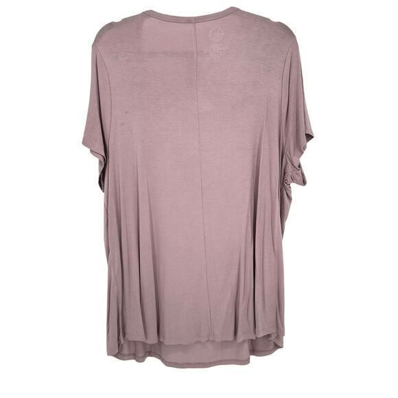 Maurices 24/7 Plus 2X Blush Pink Criss Cross V Neck Short Sleeve Tunic Top - Picture 4 of 7